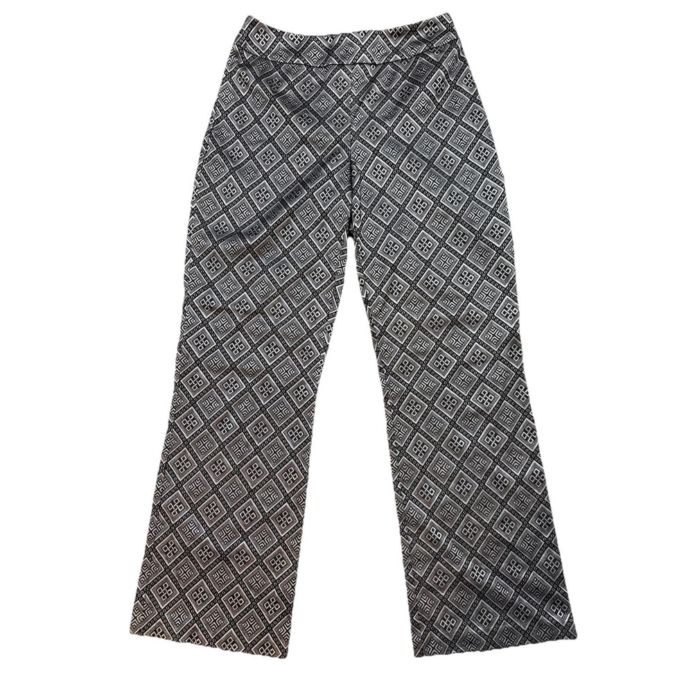 VINTAGE Worthington Petite Wide Leg Mid Rise‎ Flair Pants Black & Silver Size 4